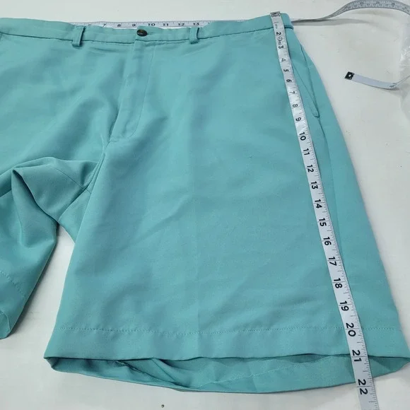 Haggar Flat Front Shorts Mens 38 Teal Blue Expandable Waist Polyester 8.5in Golf - Picture 7 of 12